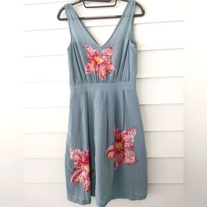 Anthropologie Lil Glimmering Magnolia 100% Silk Dress Size 0